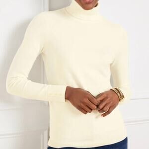 Talbots Perfect Turtleneck Cream Cotton Modal Blend XS